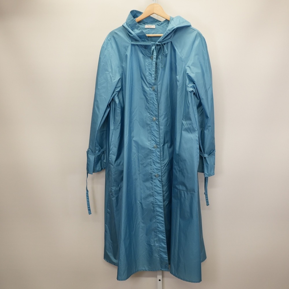Vintage Totes Coat Blue Hooded Raincoat Trench Jacket Women One Size